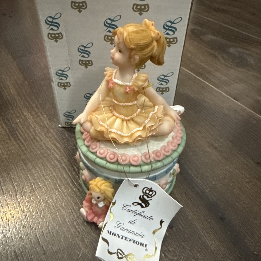 Montefiori Collection Figurine Ballerina Trinket Box Girl Italy Design